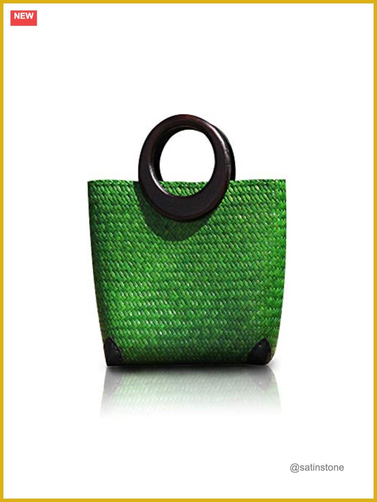 Handwoven Straw Large Boho Rattan Tote Bag With Wood Round Top Handle